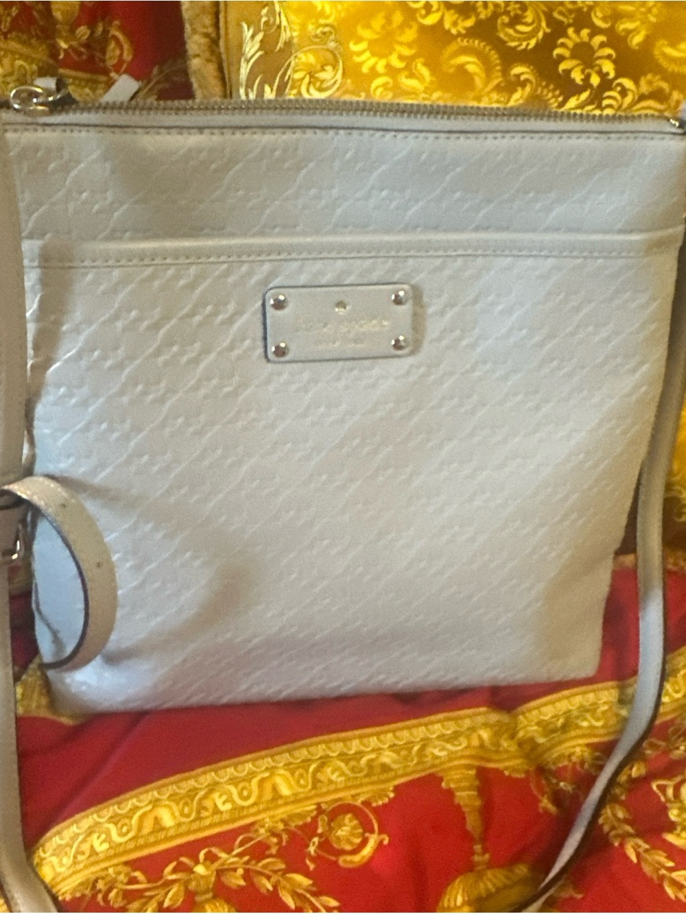 Kate Spade Embossed Grey LeatherCrossbody Bag